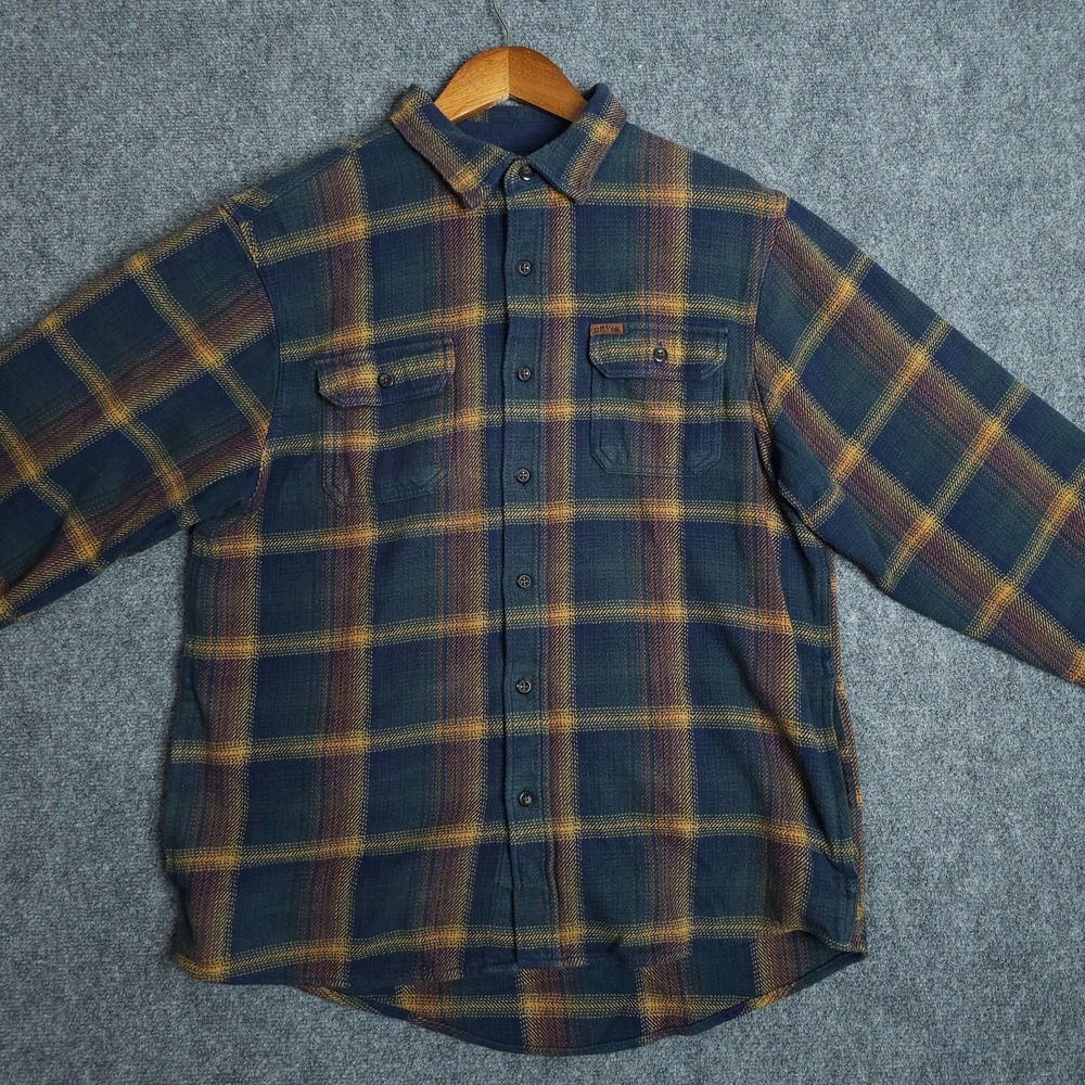 Orvis Flannel Shirt Jacket Mens Large Heavyweight Plaid Button Up Long Sleeve - Picture 3 of 10